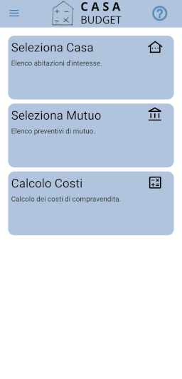 Schermata iniziale dell'app CasaBudget